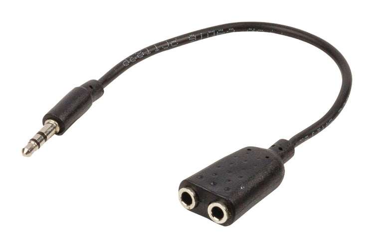 VALUELLINE VALULINE VLAP22100B02 JACK STÉRÉO Câble de distribution audio 3,5 mm mâle 2x 3,5 mm Femelle 0,20 m noir
