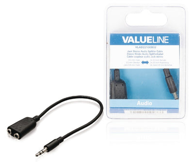 VALUELLINE VALUELINE VLAB22100B02 Jack Stéréo Câble de distribution audio 3,5 mm mâle 2x 3,5 mm Femelle 0,20 m noir