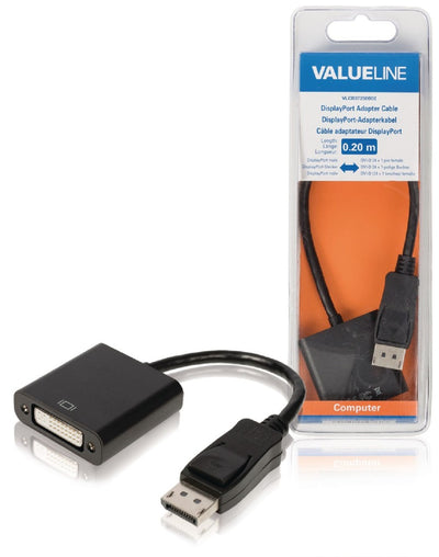 VALUELLINE VALUELINE VLCB37250B02 Adaptateur DisplayPort Câble Displayport Male DVI-D 24 + 1 broche Femelle 0,20 M Black