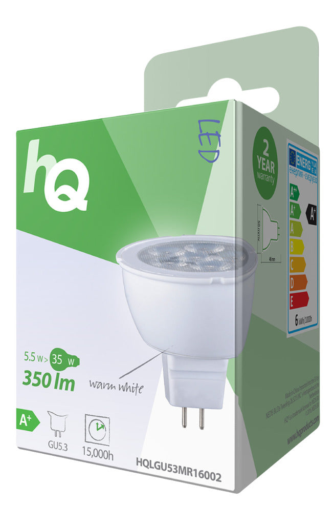 HQ HQLGU53 MR16002 LED LAMP MR16 GU5.3 5,5 W 350 LM 2 700 K