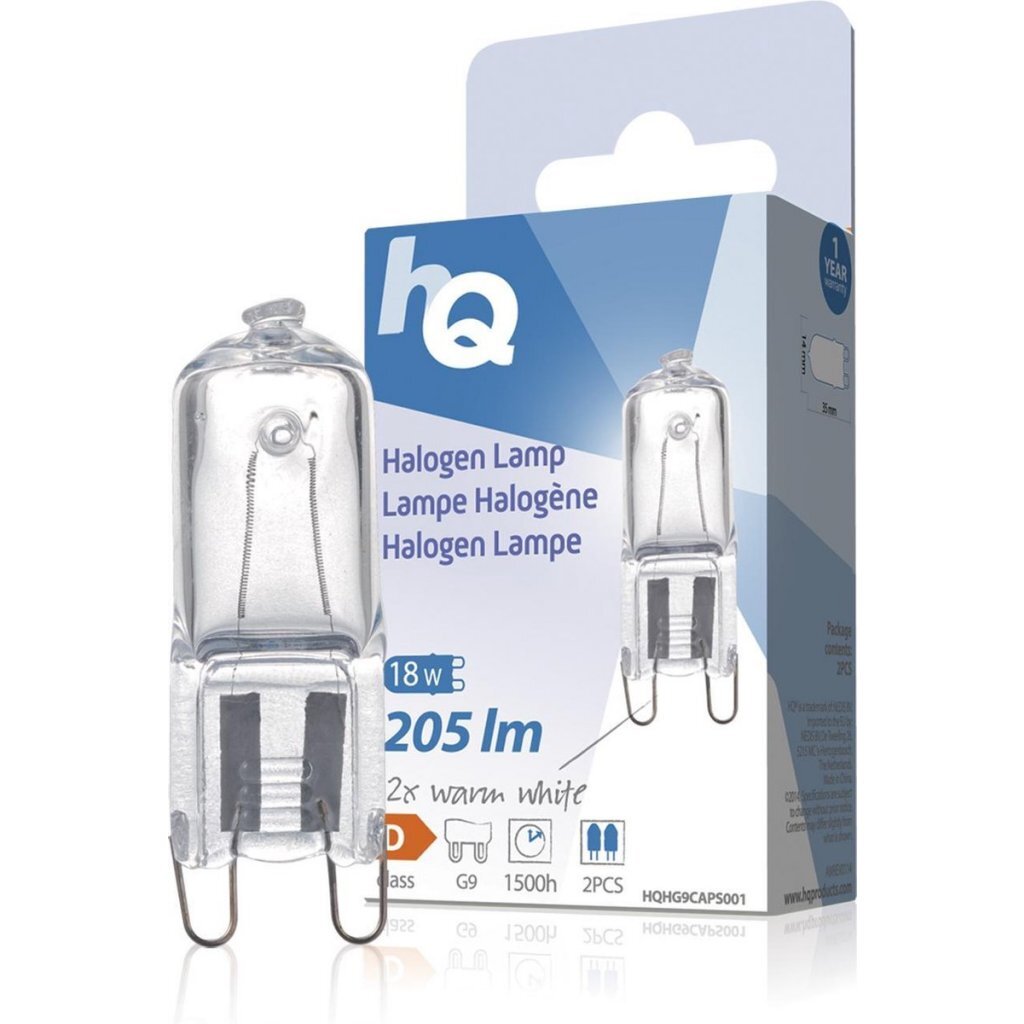 HQ HQ halogène lampe G9 18W 205lm blanc chaud 2 pièces