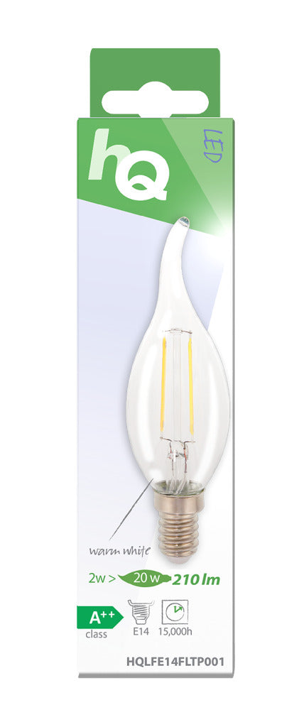 HQ HQ HQLFE14FLTP001 LED Retro Filament Lampe E14 Bougie Bend 2 W 210 LM 2700 K