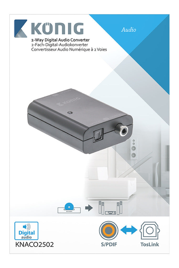 K ouml; nig könig knaco2502 convertisseur audio numérique 1x toslink feme