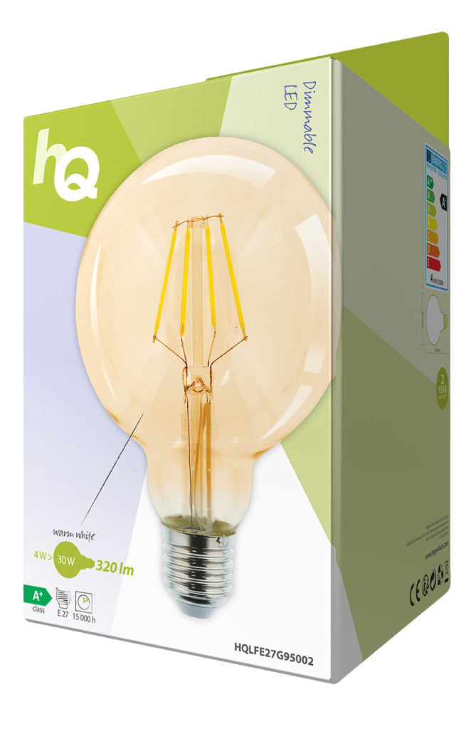 HQ HQ HQLFE27G95002 LED Retro Filament Lampe E27 Dimmable G95 4 W 320 LM 2500 K