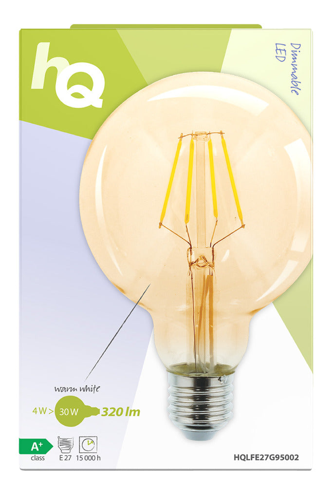 HQ HQ HQLFE27G95002 LED Retro Filament Lampe E27 Dimmable G95 4 W 320 LM 2500 K