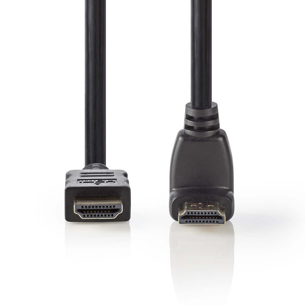 NEDIS CVGP34200BK15 Câble HDMI à haute vitesse avec connecteur HDMI Ethernet Connecteur HDMI Connecteur 90 ° 1,5 m noir