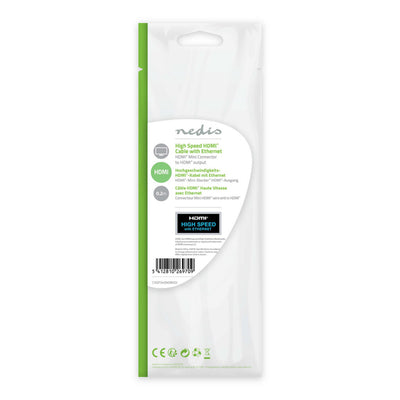 NEDIS CVGP34590BK02 Câble HDMI à haute vitesse avec Ethernet HDMI-MINI-Connector HDMI femelle 0,2 m noir