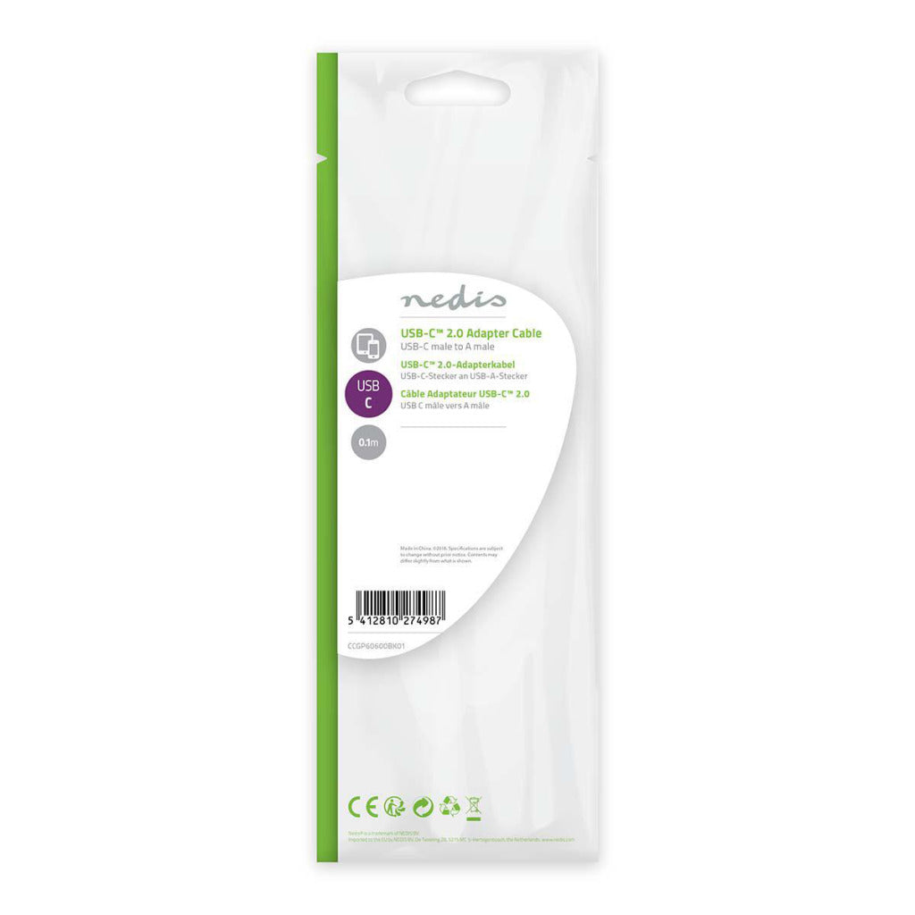 Nedis CCGP60600BK01 USB 2.0 Cable Type-C mâle un mâle 0,1 m noir