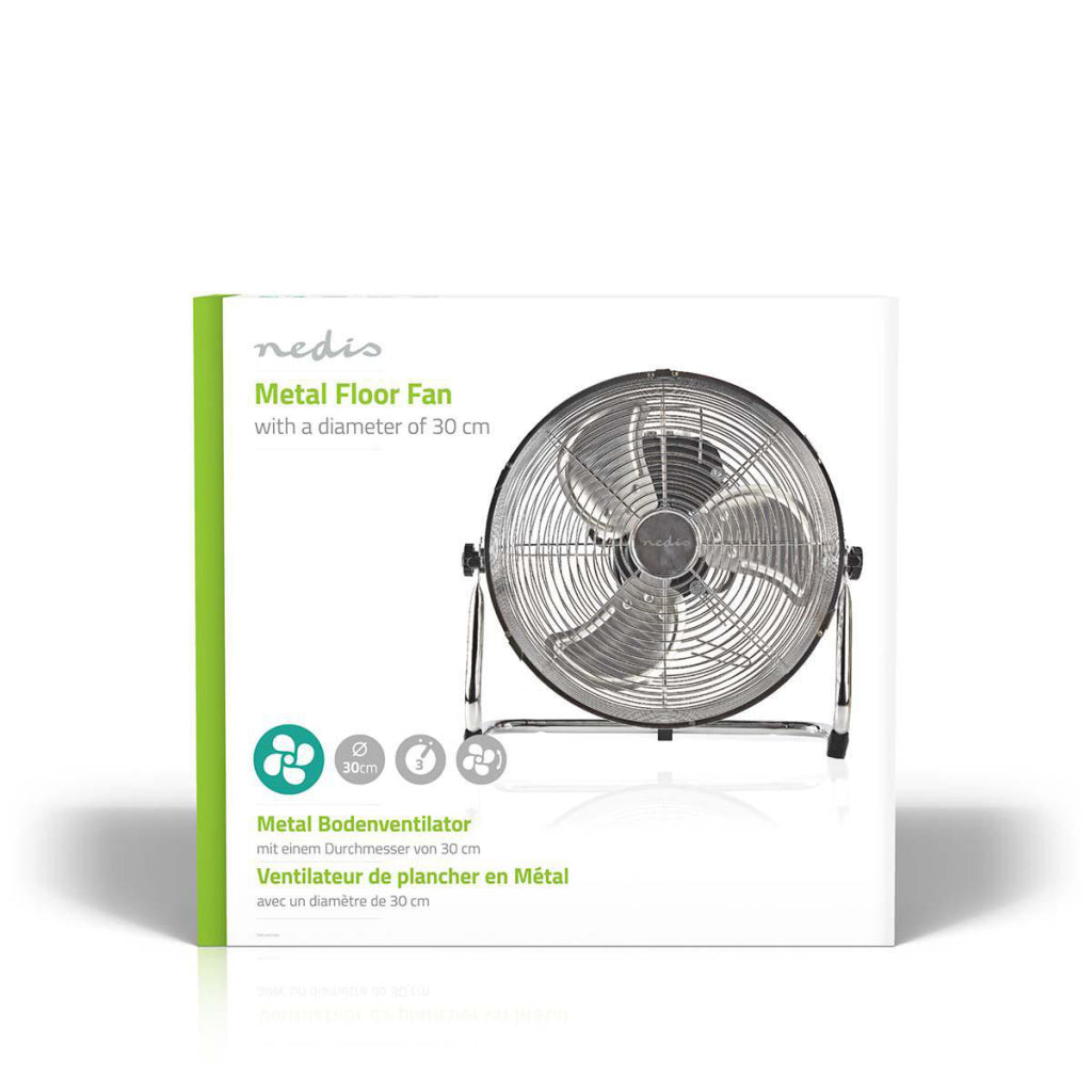 NEDIS FNFL10CCR30 Diamètre du ventilateur de plancher 30 cm 3 vitesses Chrome