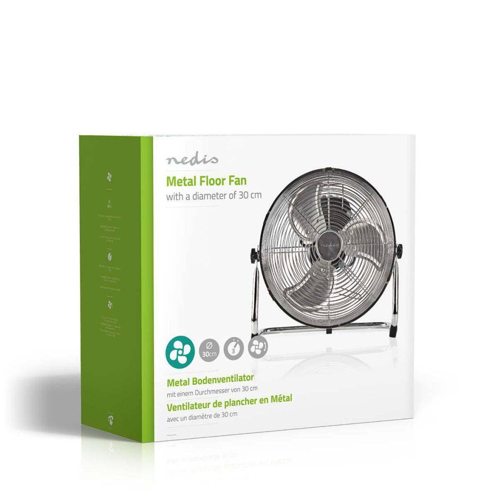 NEDIS FNFL10CCR30 Diamètre du ventilateur de plancher 30 cm 3 vitesses Chrome