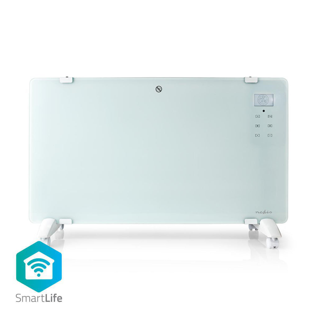 Nedis WiFiHtPL20FWT Smart Convecteur Smart Convecteur avec Wi-Fi Thermostat Glass Front Pannel 2000 W White