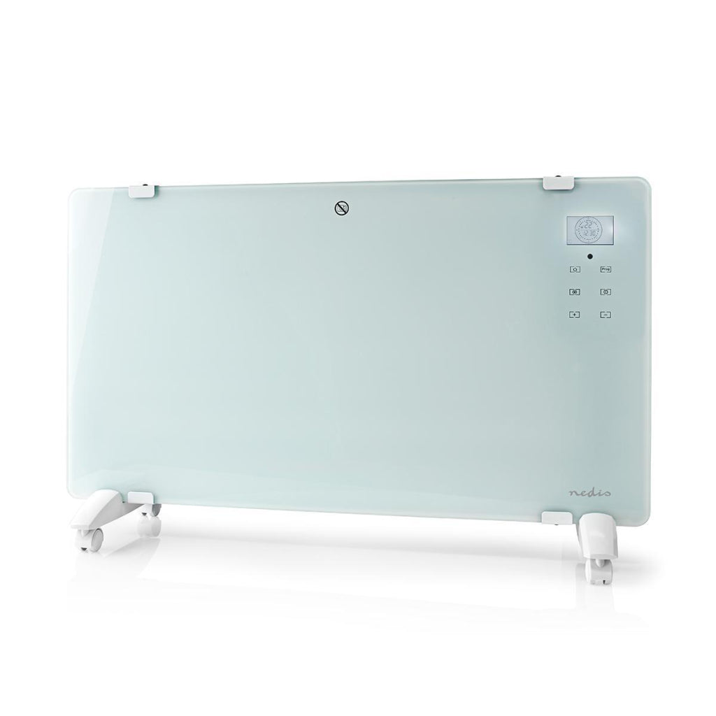 Nedis WiFiHtPL20FWT Smart Convecteur Smart Convecteur avec Wi-Fi Thermostat Glass Front Pannel 2000 W White