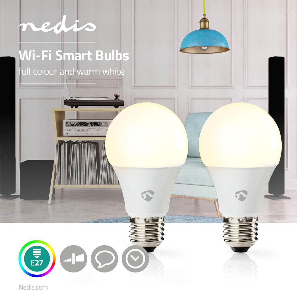 NEDIS WIFILC21WTE27 LAMPES LED Wi-Fi Full Color et What-White E27 2-pack