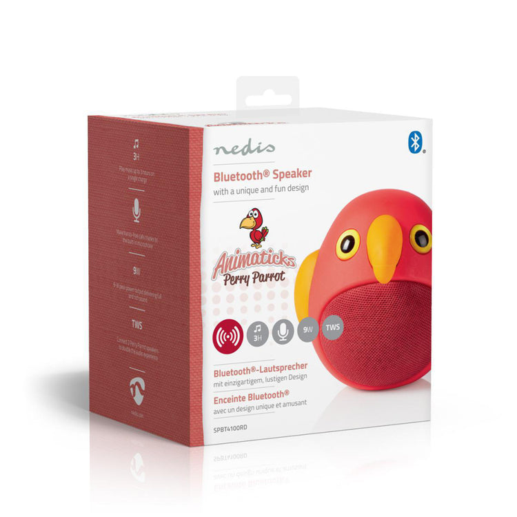NEDIS SPBT4100RD Animaticks Bluetooth haut-parleur 3 heures Temps de jeu Hands - Calling Free Perry Parrot