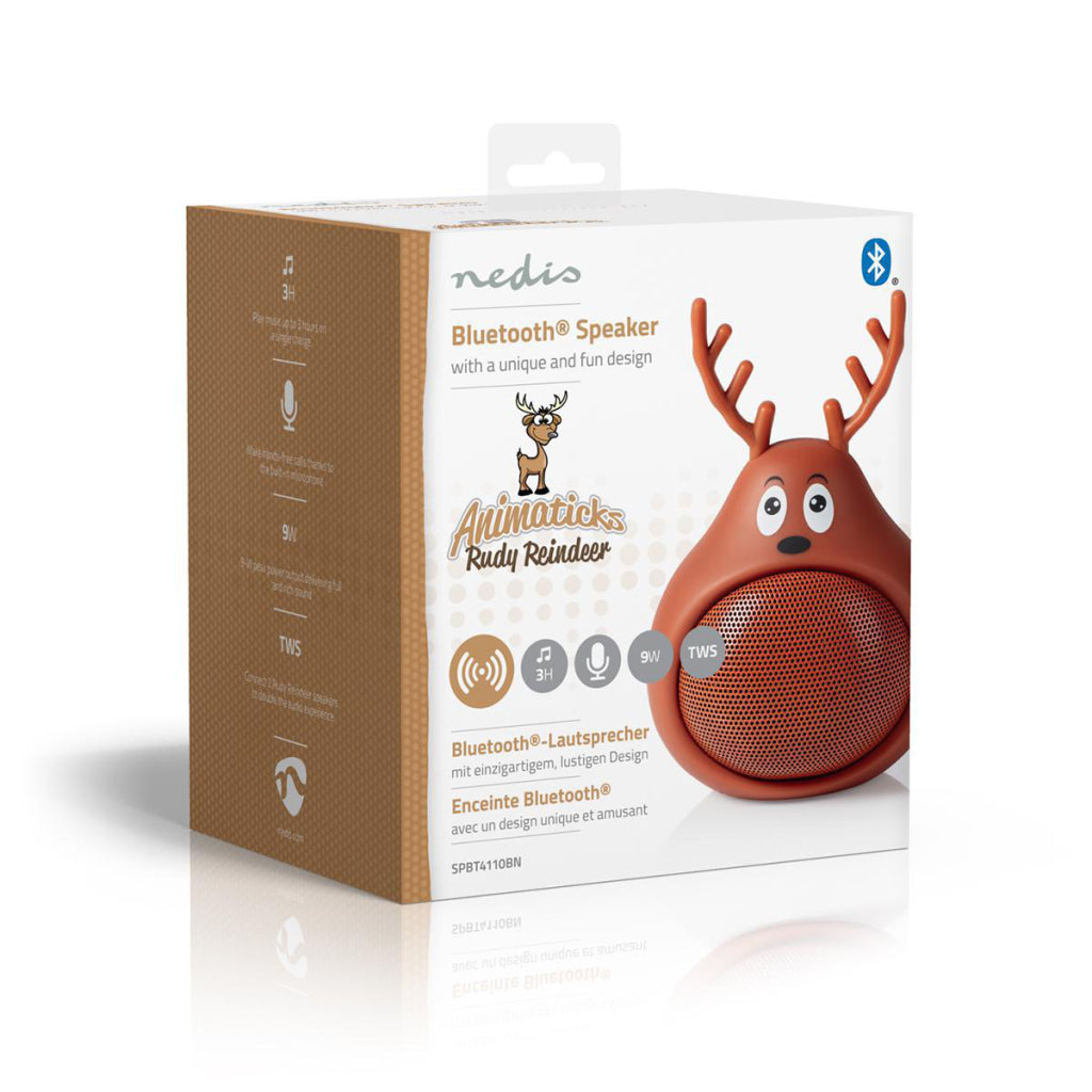 Nedis SPBT4110BN Animaticks Bluetooth haut-parleur 3 heures Temps de jeu Hands - Calling Rudy Rudy Rendeer