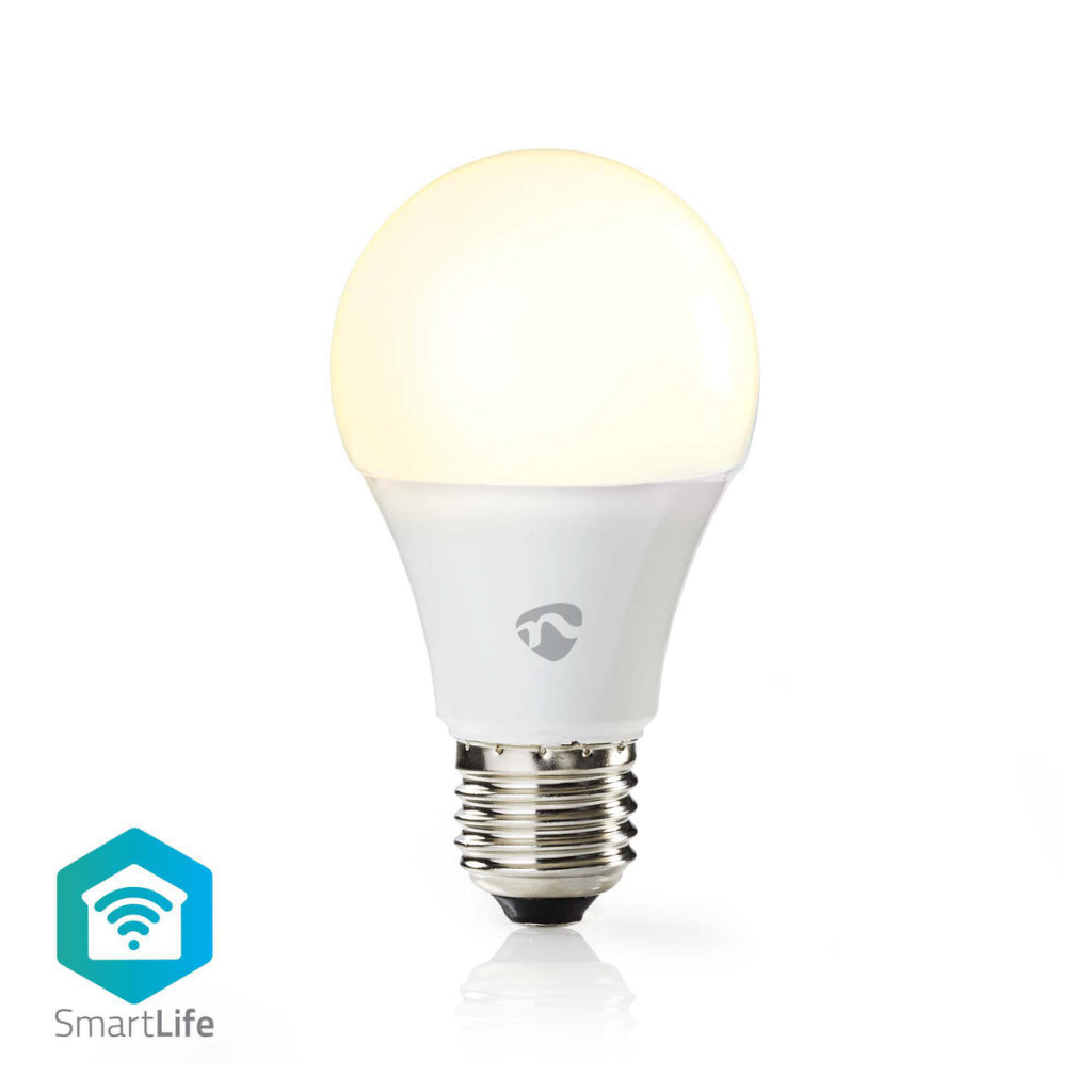 Nedis WIFILW12WTE27 SmartLife LED Bulbe Wi-Fi E27 800 LM 9 W WHITE CLASSE DE 2700 K CLASSE D'ÉNERGIE: A + Android; Diamètre iOS: 60 mm A60