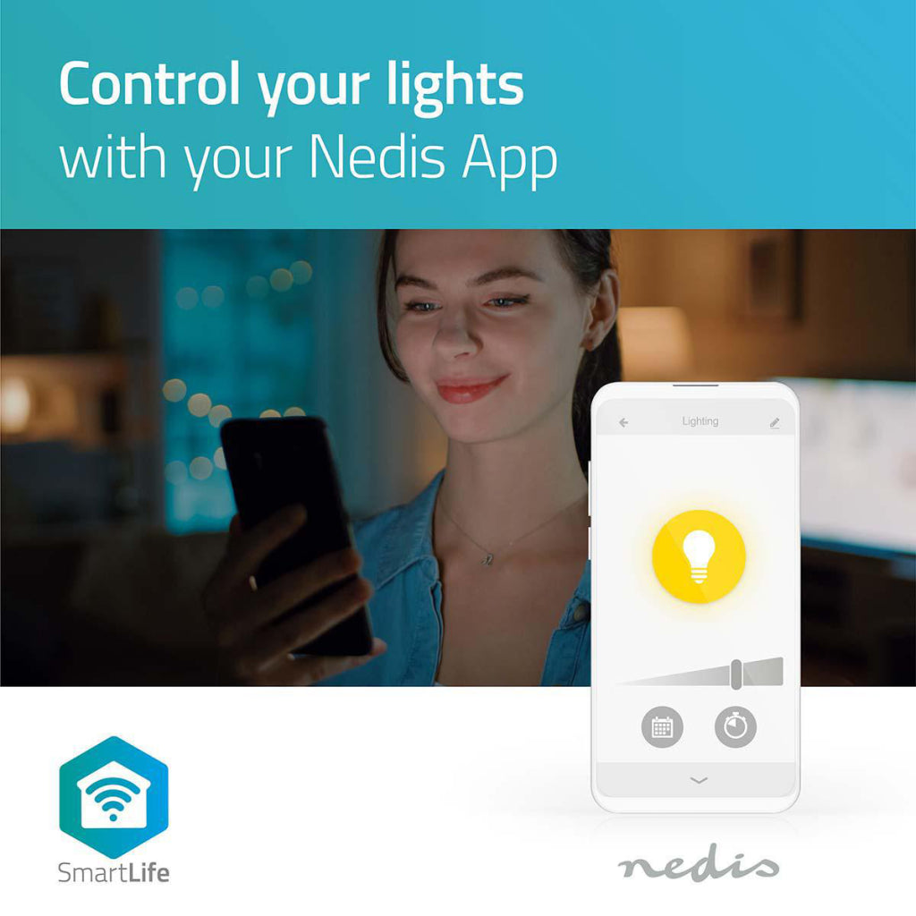 Nedis WIFILW12WTE27 SmartLife LED Bulbe Wi-Fi E27 800 LM 9 W WHITE CLASSE DE 2700 K CLASSE D'ÉNERGIE: A + Android; Diamètre iOS: 60 mm A60