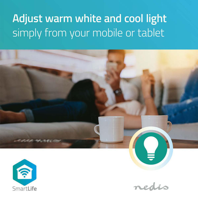 Nedis WIFILW12WTE27 SmartLife LED Bulbe Wi-Fi E27 800 LM 9 W WHITE CLASSE DE 2700 K CLASSE D'ÉNERGIE: A + Android; Diamètre iOS: 60 mm A60