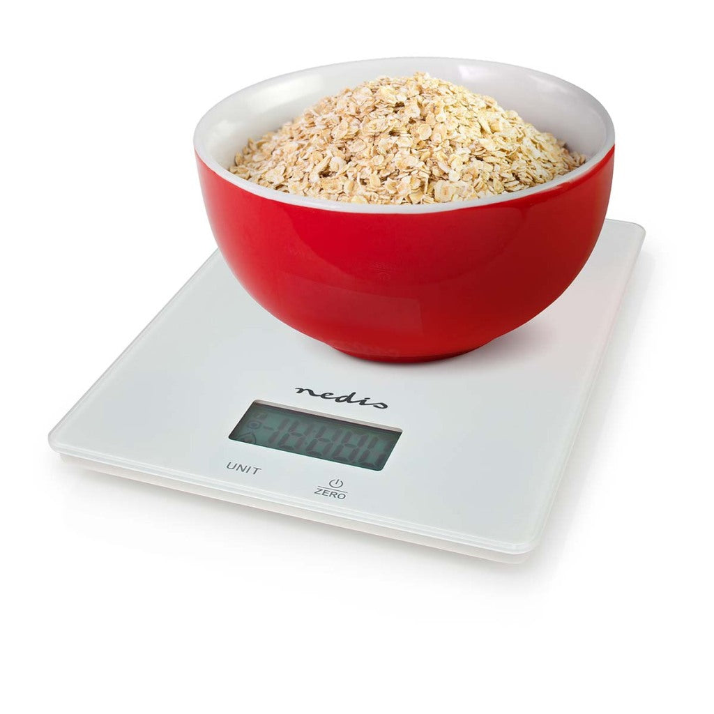 Nedis kasc610wt kitchen échelle en verre numérique plastique blanc