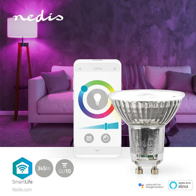 Nedis wifilrc10gu10 lampe multicolore SmartLife Wi-Fi Gu10 345 lm 4,9 W RGB CHAUD TO COLAD BLANC Android Trade; iOS par16