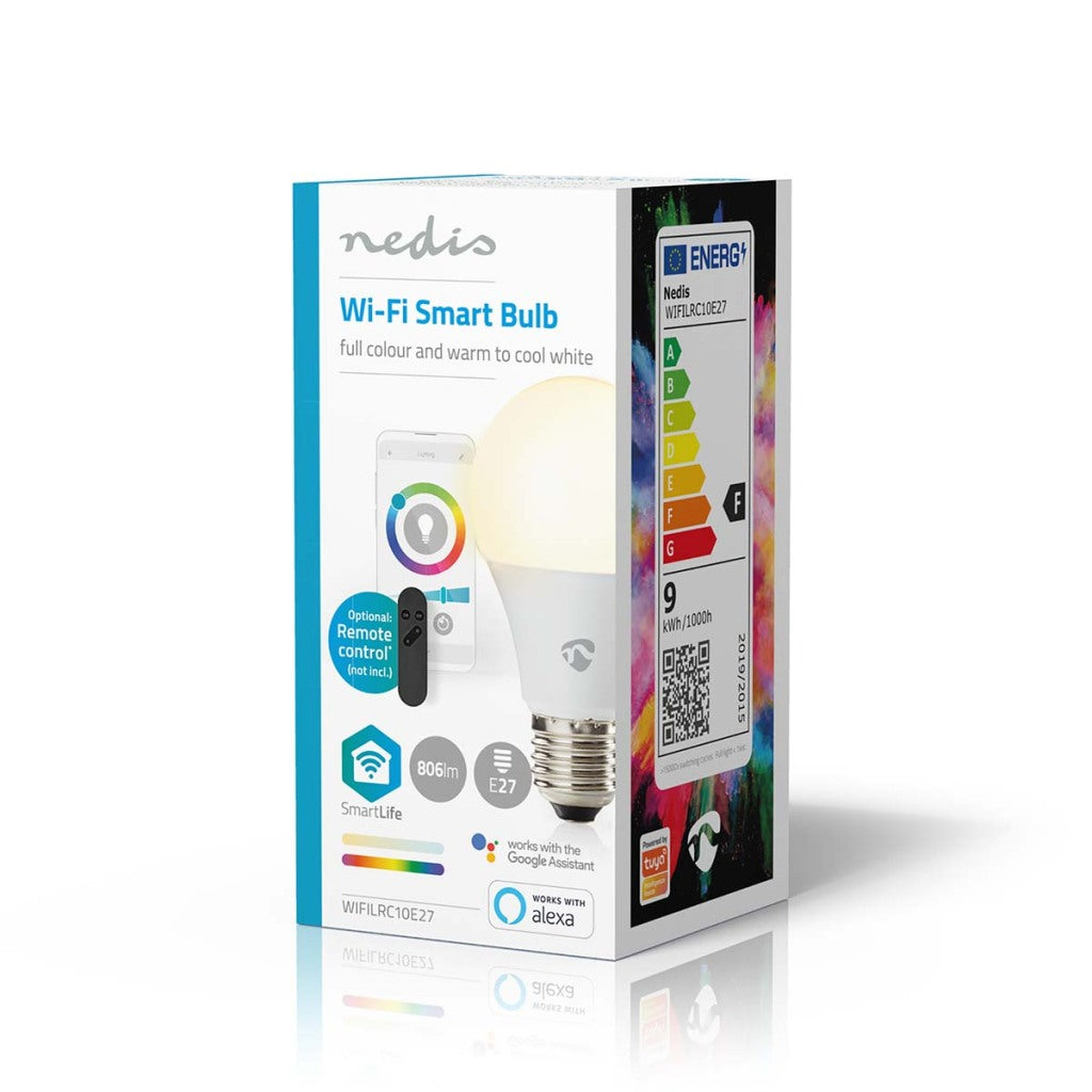 Nedis WiFilrc10e27 SmartLife Multicolour Lamp Wi-Fi E27 806 LM 9 W RGB CHAUD TO COLAD WHITE Android Trade; poire iOS