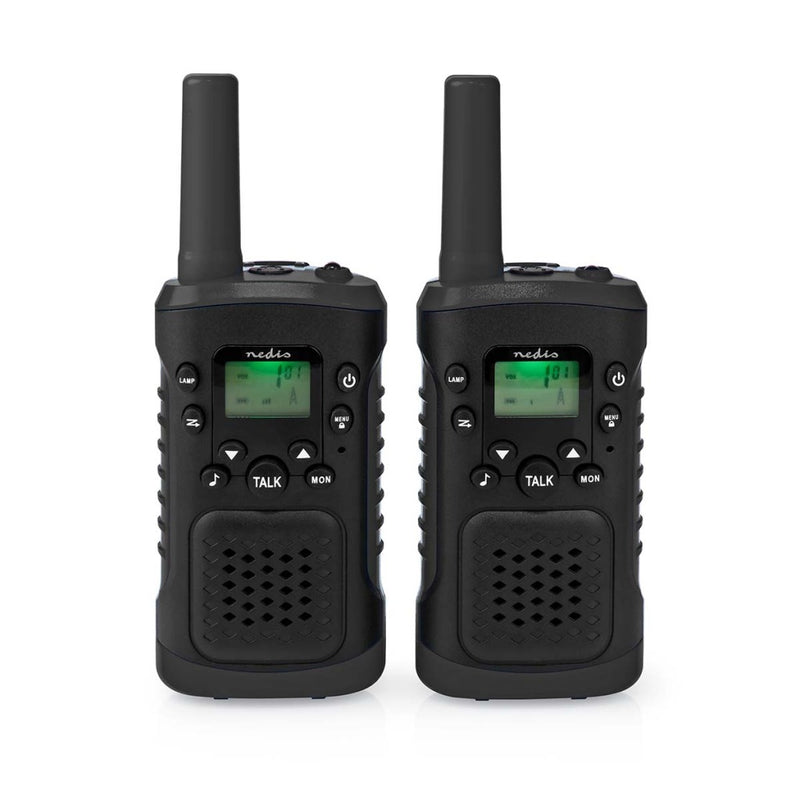 Nedis wltk0610bk walkie talkie set 2 combinés jusqu'à 6 canaux de fréquence: 8 vox à 3 heures de sortie du casque 2 casques noirs