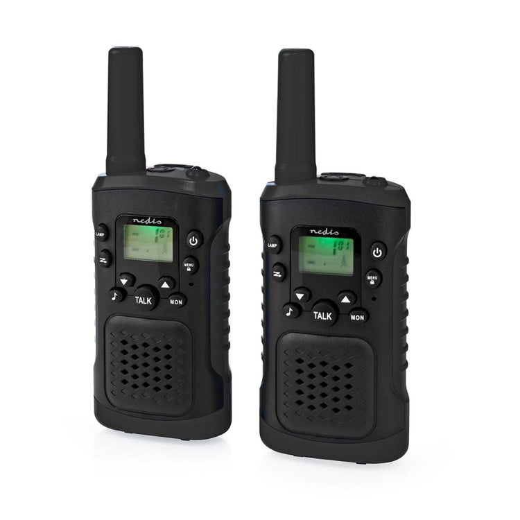 Nedis wltk0610bk walkie talkie set 2 combinés jusqu'à 6 canaux de fréquence: 8 vox à 3 heures de sortie du casque 2 casques noirs
