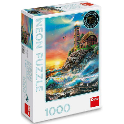 Dinotoys dino puzzle de la tour lumineuse sur une montagne avec un néon 1000 pièces