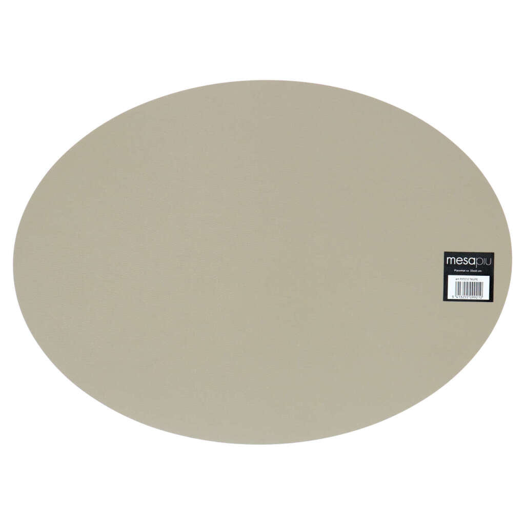 Mesapiu Mesapiu Cuir en cuir direct Taupe ovale 45x33 cm