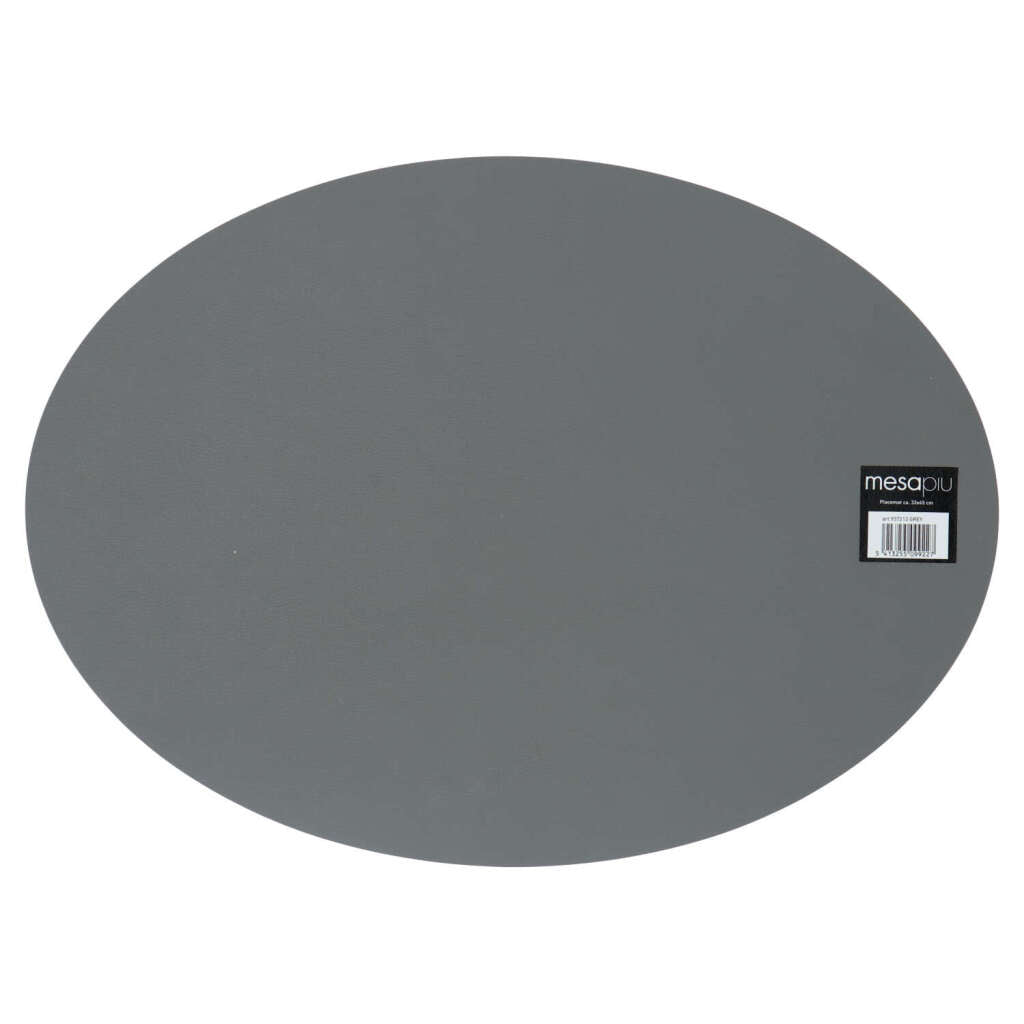 Mesapiu Mesapiu Placemat Cuir look gris ovale 45x33 cm