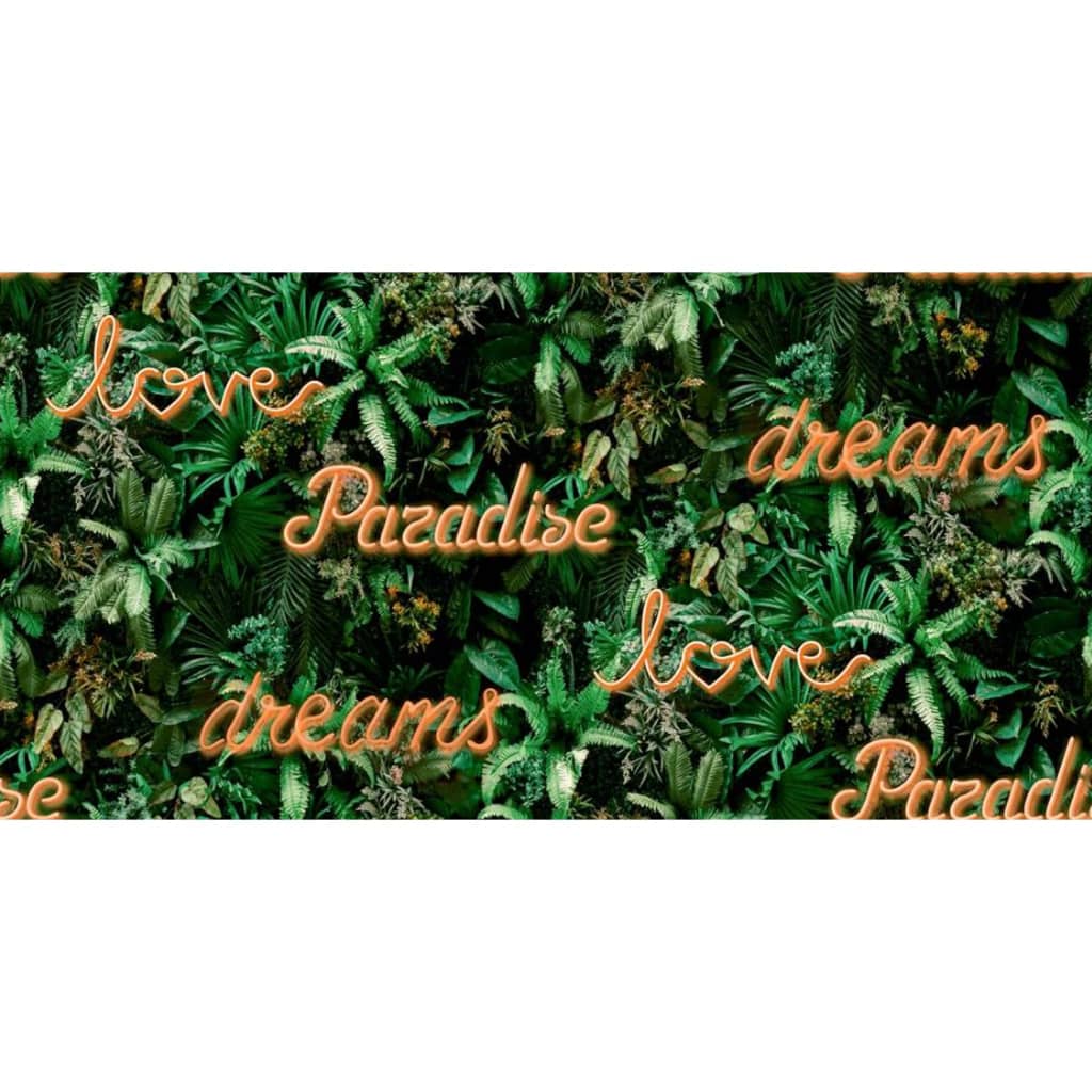 North Wall Noordwand Fond d'écran bonne lettre néon avec plantes vertes et orange