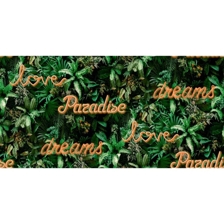 North Wall Noordwand Fond d'écran bonne lettre néon avec plantes vertes et orange