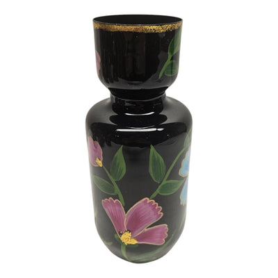 Vase ambiance Manoir fleur peinte à la main 9x9x20cm