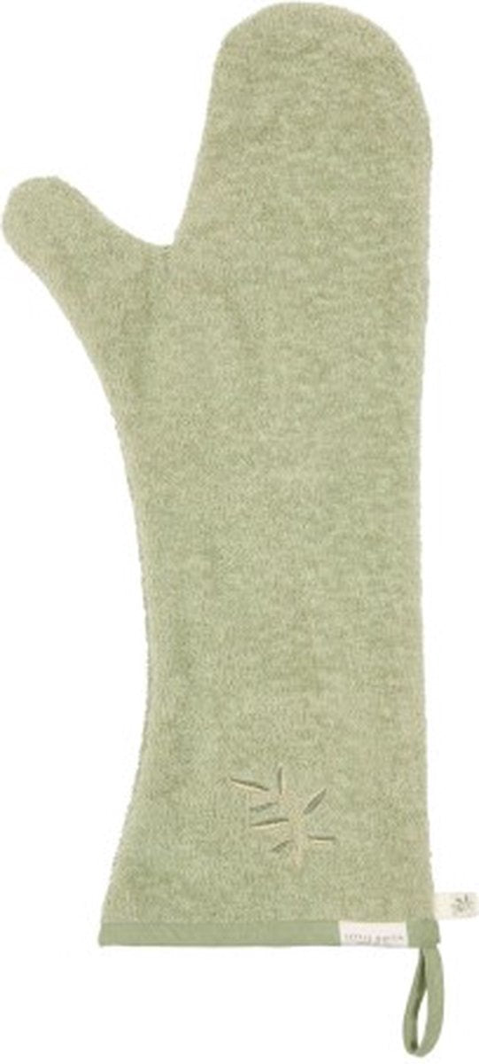 Gant de toilette long Little Dutch - vert - essentiels - feuilles de bleuet