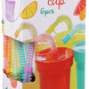 Gobelets colorés avec paille, 6 pcs.