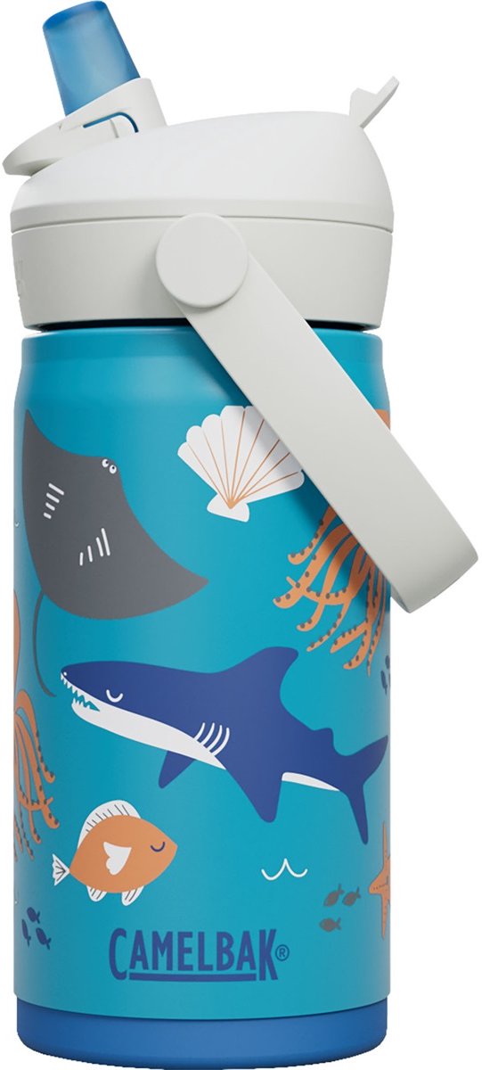 Camelbak thrive flip paille gourde enfants - 350 ml - acier inoxydable - avec paille - bouteille d'eau isolante - bleu