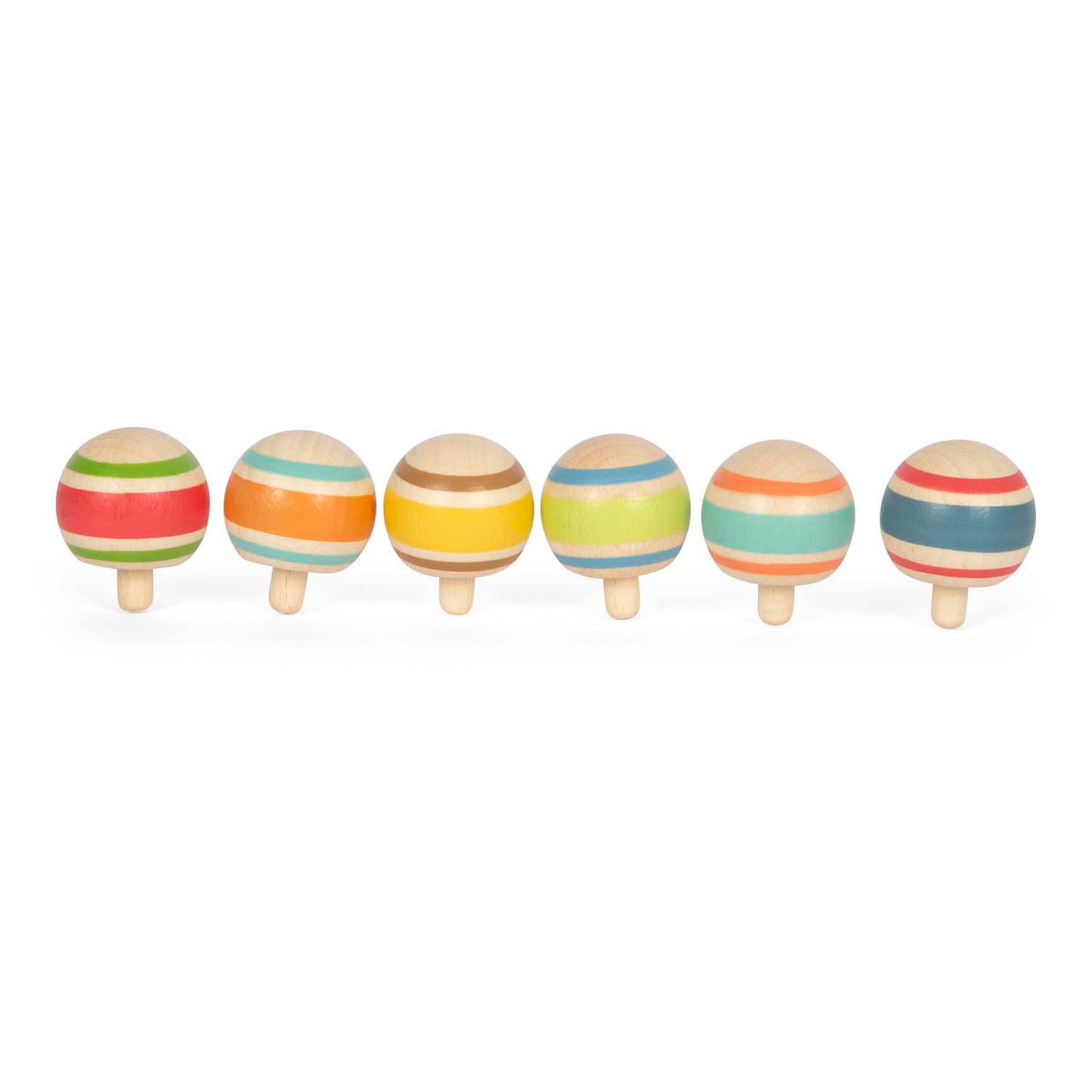 Petit pied en bois tourbillonne rayé, ensemble de 6