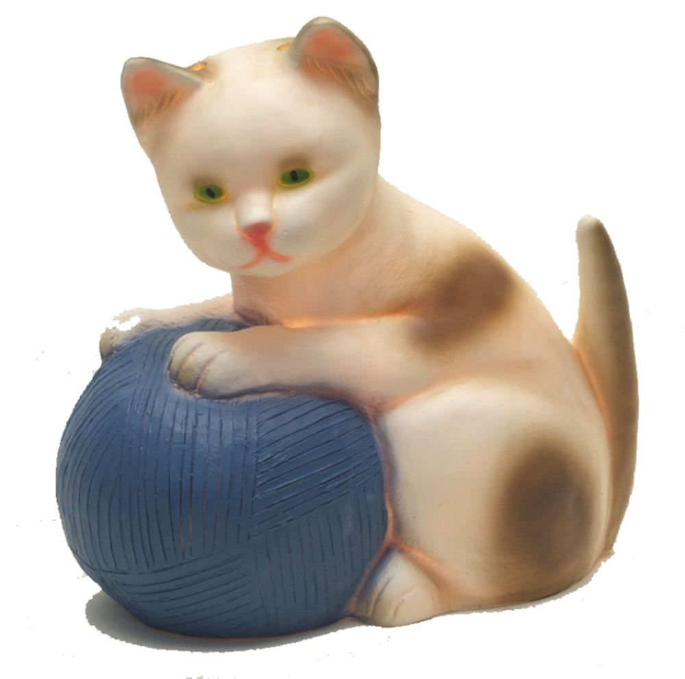 Lampe Egmont chat avec pelote de laine bleu 24x23