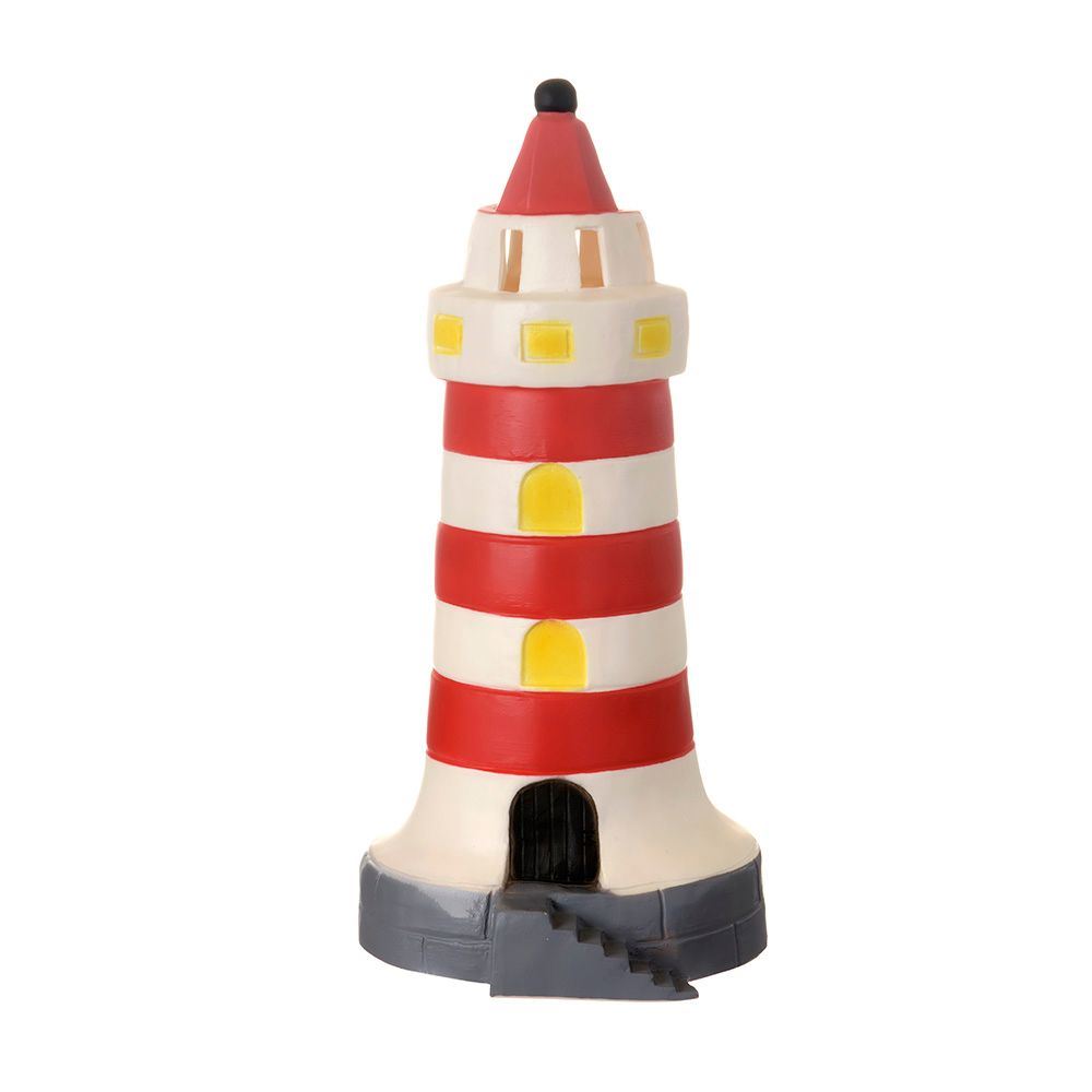 Lampe phare d'Egmont rouge-blanc. 17x35cm