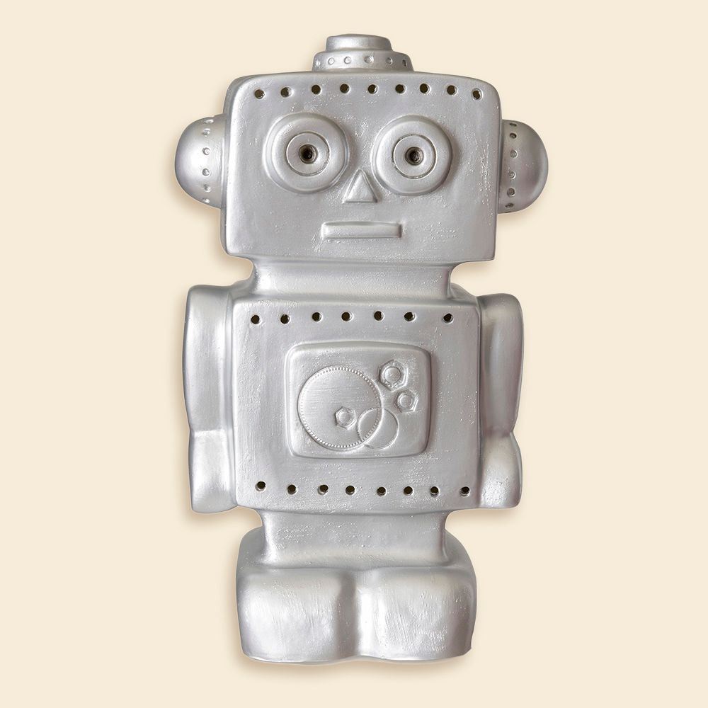 Lampe Egmont robot argent. 33x18x10