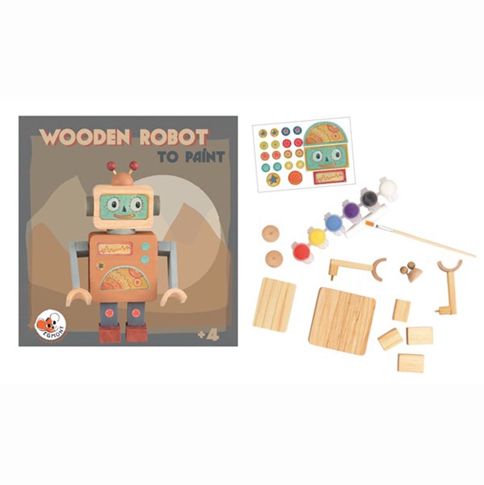 Kit de bricolage robot en bois. 20x20x4 cm.