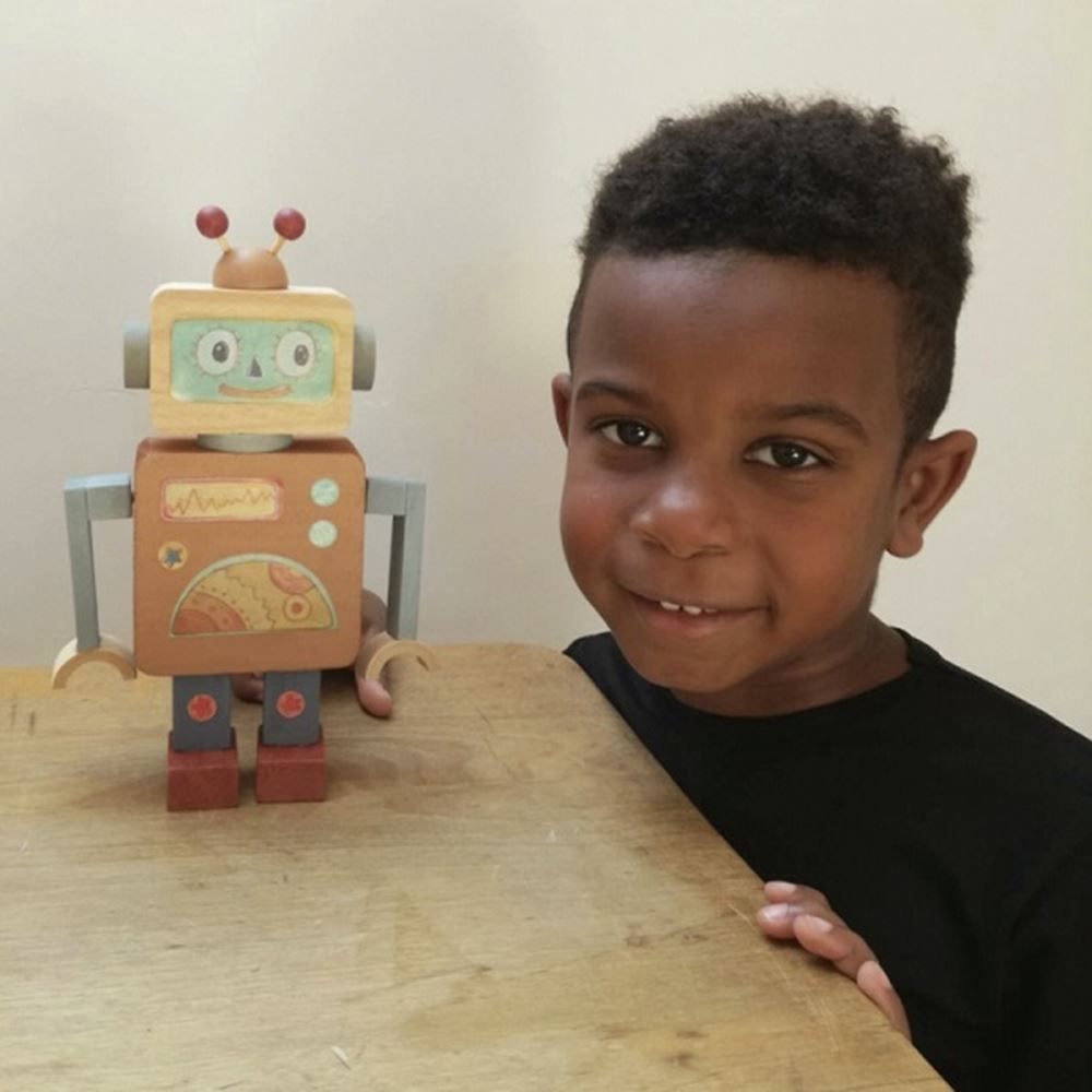 Kit de bricolage robot en bois. 20x20x4 cm.