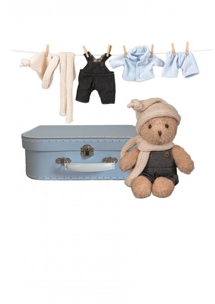 Egmont Morris avec des vêtements dans une valise. 29x