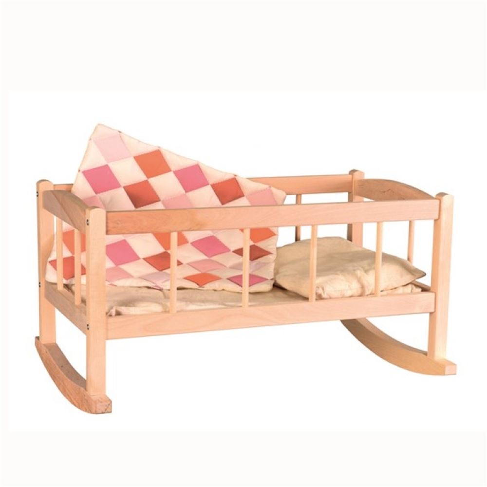 Lit bébé en bois avec couverture. 50x30x27 cm 2+