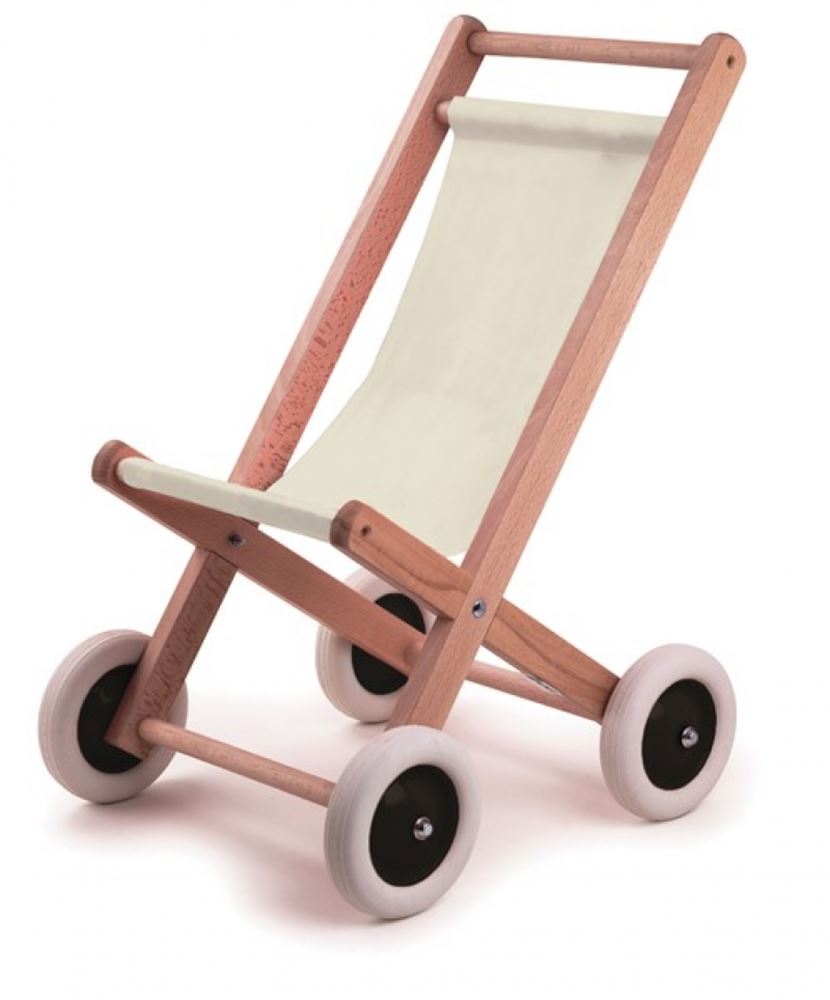 Poussette Egmont en bois et tissu naturel. 40x5