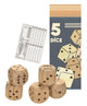 5 dés en bois. 5+ 35 cm