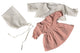 Robe de poupée, cardigan et chapeau rose blanc. 1+