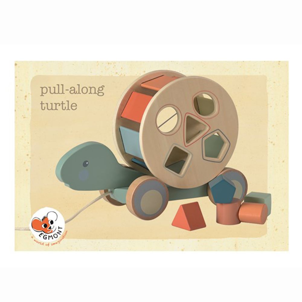 Figurine à tirer en bois d'Egmont tortue avec b