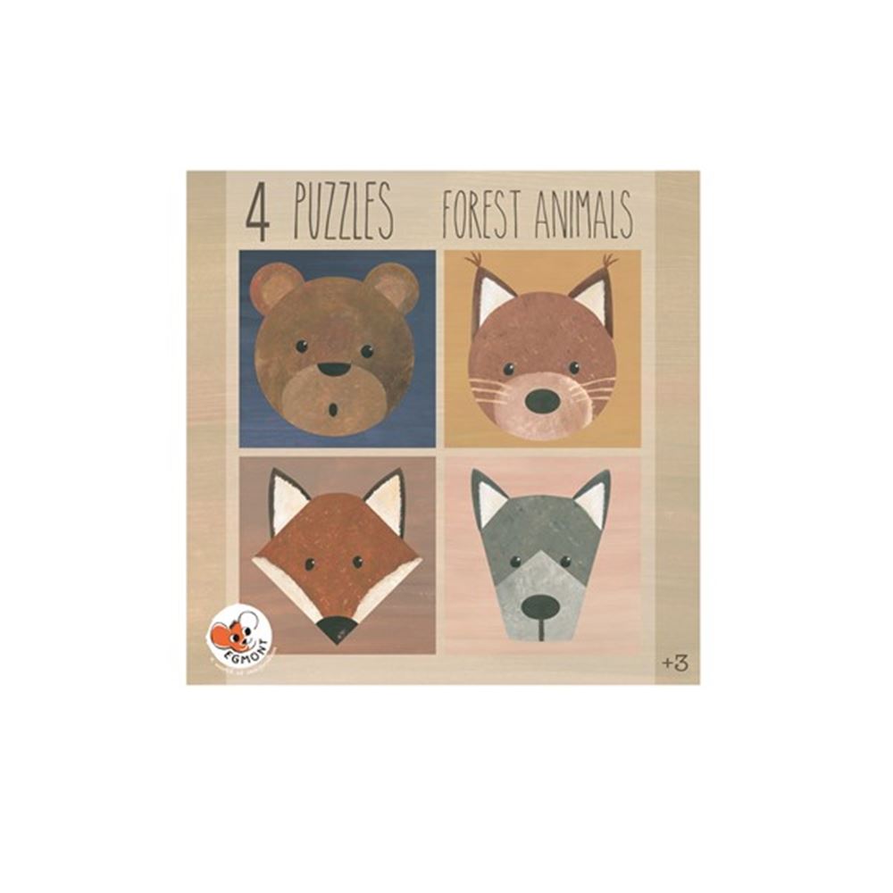 4 puzzles animaux de la forêt 3+ 23x23x4 cm