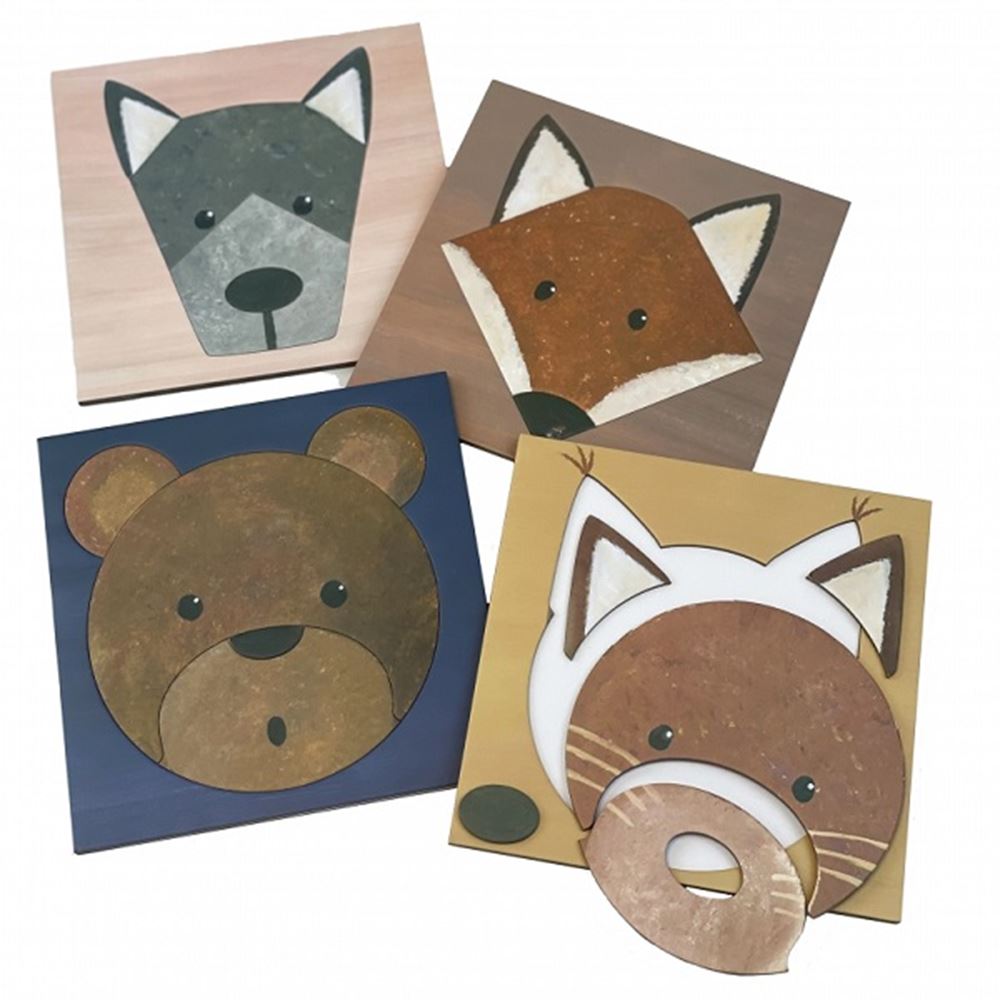 4 puzzles animaux de la forêt 3+ 23x23x4 cm